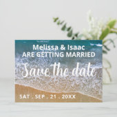 Hochzeit am Blue Sea Beach Save The Date (Stehend Vorderseite)