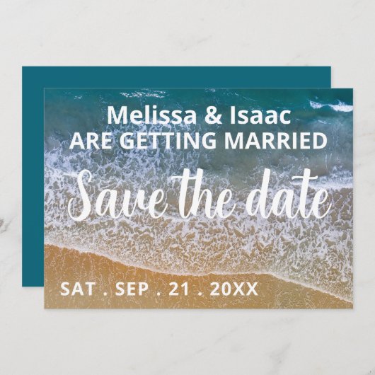 Hochzeit am Blue Sea Beach Save The Date (Vorne/Hinten)