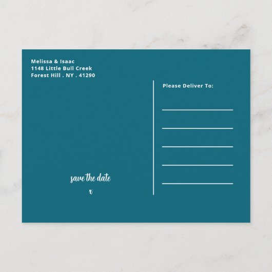 Hochzeit am Blue Sea Beach Save the Date Ankündigungspostkarte (Rückseite)