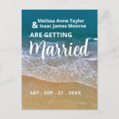 Hochzeit am Blue Sea Beach Save the Date Ankündigungspostkarte (Vorderseite)