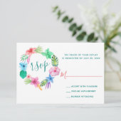 Hochzeit am Hawaiianischen uAwg mit Blumen RSVP Karte (Stehend Vorderseite)
