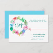 Hochzeit am Hawaiianischen uAwg mit Blumen RSVP Karte (Vorne/Hinten)