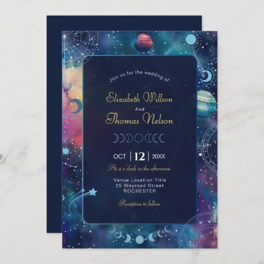 Hochzeit am Himmelbett Einladung (Vorne/Hinten)