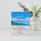 Hochzeit am Landschaftlichen Strand mit tropischen RSVP Karte (Stehend Vorderseite)
