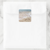 Hochzeit am Meer mit Strandherzen Quadratischer Aufkleber (Tasche)