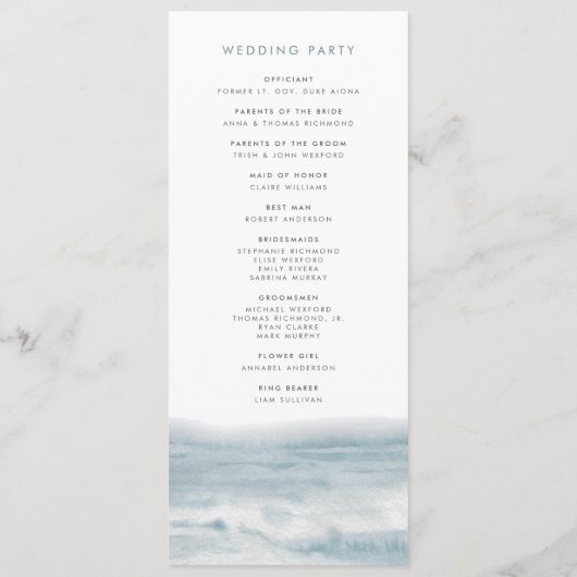 Hochzeit am Meer Programm (Rückseite)