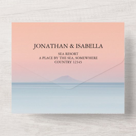 Hochzeit am Meer unter dem Himmel All In One Einladung (Rückseite)