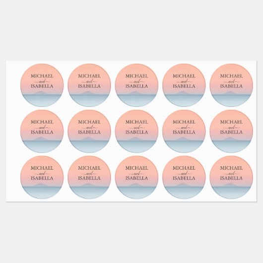 Hochzeit am Meer unter dem Himmel Etiketten (Blatt)