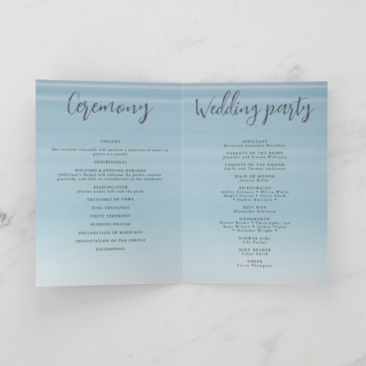 Hochzeit am Meer unter dem Himmel Programm (Innenseite)