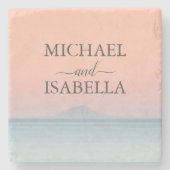 Hochzeit am Meer unter dem Himmel Steinuntersetzer (Vorderseite)