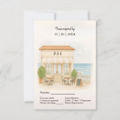 Hochzeit am Mittelmeer, Aquarellplatz RSVP Karte (Vorderseite)