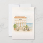 Hochzeit am Mittelmeer, Aquarellplatz RSVP Karte (Rückseite)