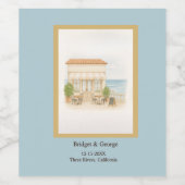 Hochzeit am Mittelmeer, Aquarellplatz Weinetikett (Einzelnes Label)