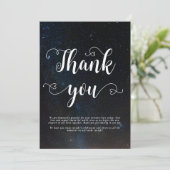 Hochzeit am Nachthimmel unter den Sternen Dankeskarte (Stehend Vorderseite)