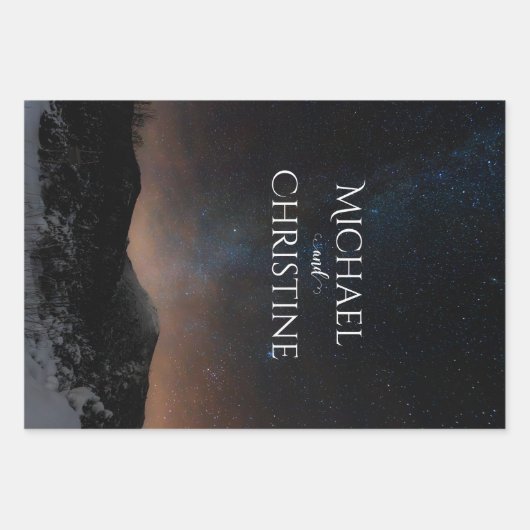 Hochzeit am Nachthimmel unter den Sternen Geschenkpapier Set (Vorderseite)