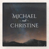 Hochzeit am Nachthimmel unter den Sternen Glasuntersetzer (Vorderseite)