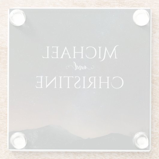 Hochzeit am Nachthimmel unter den Sternen Glasuntersetzer (Rückseite)