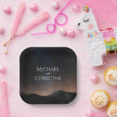 Hochzeit am Nachthimmel unter den Sternen Pappteller (Party)