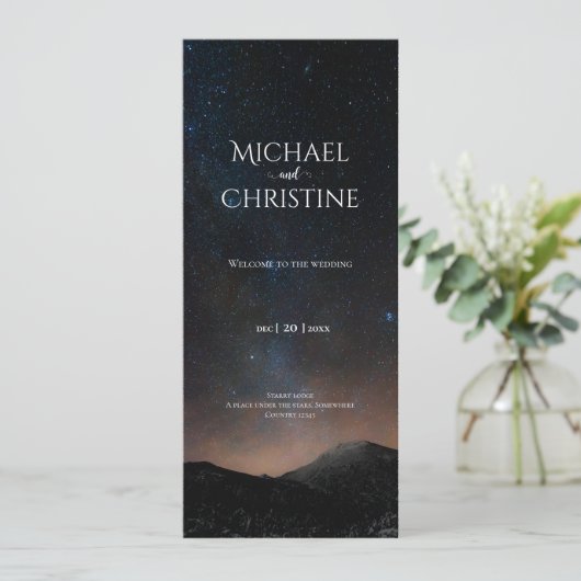 Hochzeit am Nachthimmel unter den Sternen Programm (Stehend Vorderseite)