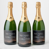 Hochzeit am Nachthimmel unter den Sternen Schaumweinetikett (Flaschen)