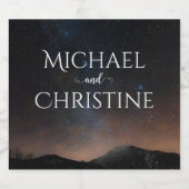 Hochzeit am Nachthimmel unter den Sternen Schaumweinetikett (Einzelnes Label)