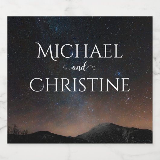 Hochzeit am Nachthimmel unter den Sternen Schaumweinetikett (Einzelnes Label)