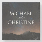 Hochzeit am Nachthimmel unter den Sternen Steinuntersetzer (Vorderseite)