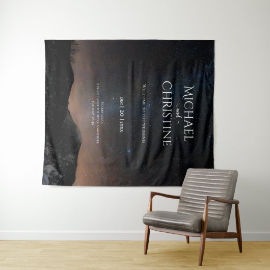 Hochzeit am Nachthimmel unter den Sternen Wandteppich (Beispiel (Horizontal))