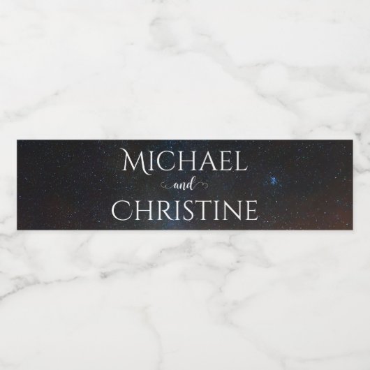 Hochzeit am Nachthimmel unter den Sternen Wasserflaschenetikett (Einzelnes Label)