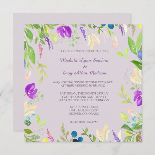 Hochzeit am Orchid Einladung (Vorne/Hinten)