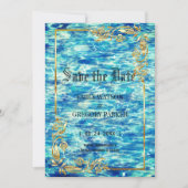 Hochzeit am Pool, goldener Rahmen Save The Date (Vorderseite)