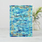Hochzeit am Pool, goldener Rahmen Save The Date (Stehend Vorderseite)