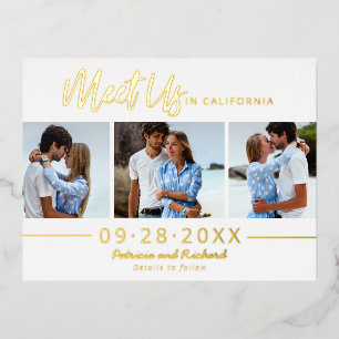 Hochzeit am Reiseziel Save The Date 3 Foto Folien Feiertagspostkarte