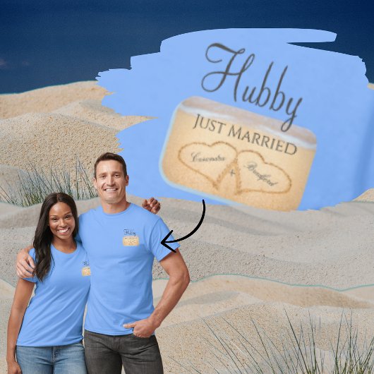 Hochzeit am Strand 2 Herzen im Sand T-Shirt