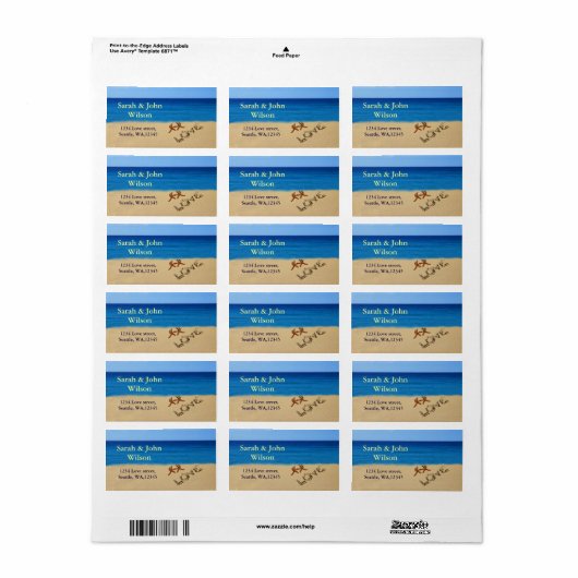 Hochzeit am Strand, Adressenaufkleber Adressaufkleber (Vorne)