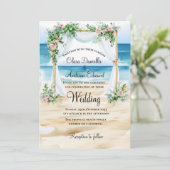 Hochzeit am Strand Ankündigung (Stehend Vorderseite)