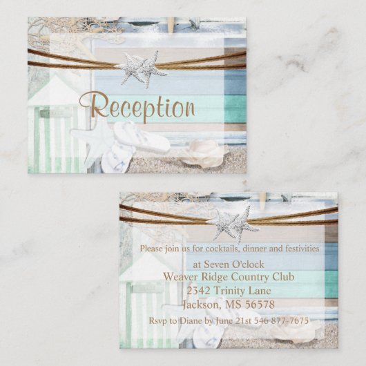 Hochzeit am Strand Begleitkarte (Vorne/Hinten)