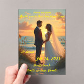 Hochzeit am Strand bei Sonnenuntergang Acryleinladungen (Insitu (Handheld))