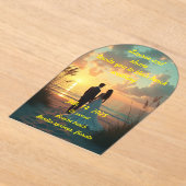 Hochzeit am Strand bei Sonnenuntergang Acryleinladungen (Ablage )