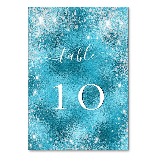 Hochzeit am Strand Blau Silver Tischnummer (Rückseite)