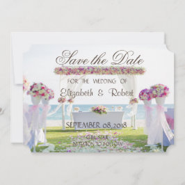 Hochzeit am Strand, blumengeschmückt Save the Date
