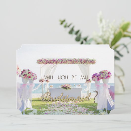 Hochzeit am Strand, Blumenkäse Einladung (Stehend Vorderseite)