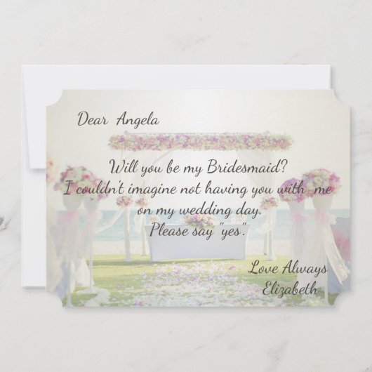 Hochzeit am Strand, Blumenkäse Einladung (Rückseite)