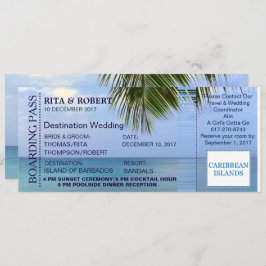 Hochzeit am Strand | Boarding Pass Ticket-Zielort Einladung