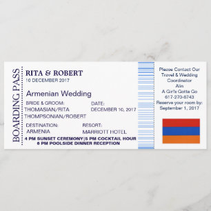 Hochzeit am Strand   Boarding Pass Ticket-Zielort Einladung