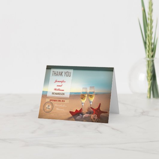 Hochzeit am Strand danke Karten (Vorderseite)