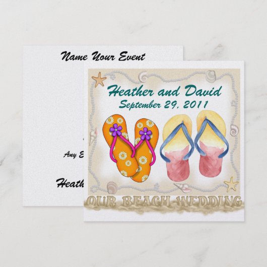 Hochzeit am Strand Einladung (Vorne/Hinten)