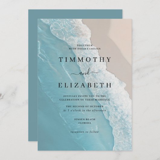 Hochzeit am Strand Einladung (Vorne/Hinten)