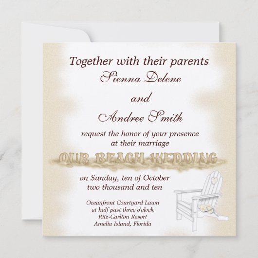 Hochzeit am Strand Einladung (Vorderseite)