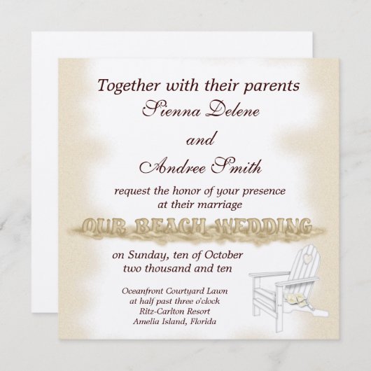 Hochzeit am Strand Einladung (Vorne/Hinten)